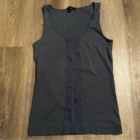 Banana Republic Navy Blue Dark Academia Layer, Ruffle Tank Top - Picture 1 of 5